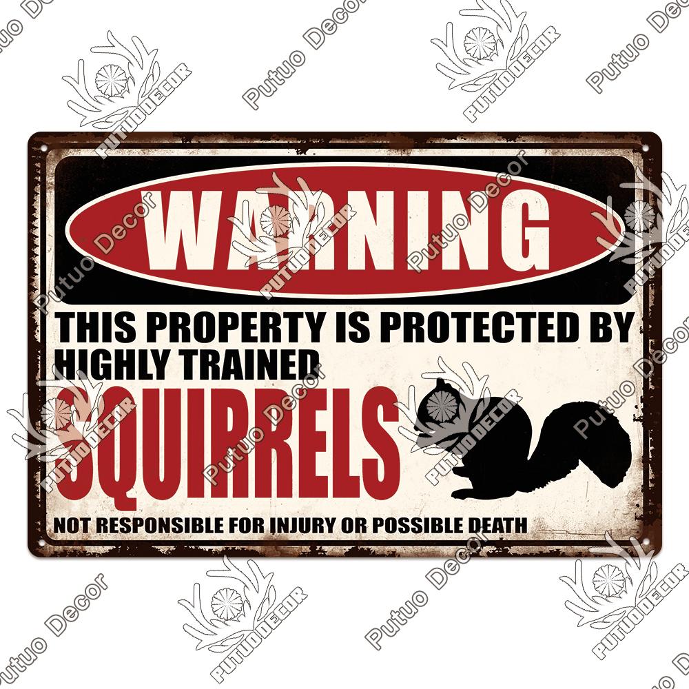 Putuo Decor Warning Vintage Metal Sign Plaque Metal Retro Tin Sign for Bar Club Park Backyard Home Man Cave Wall Decor