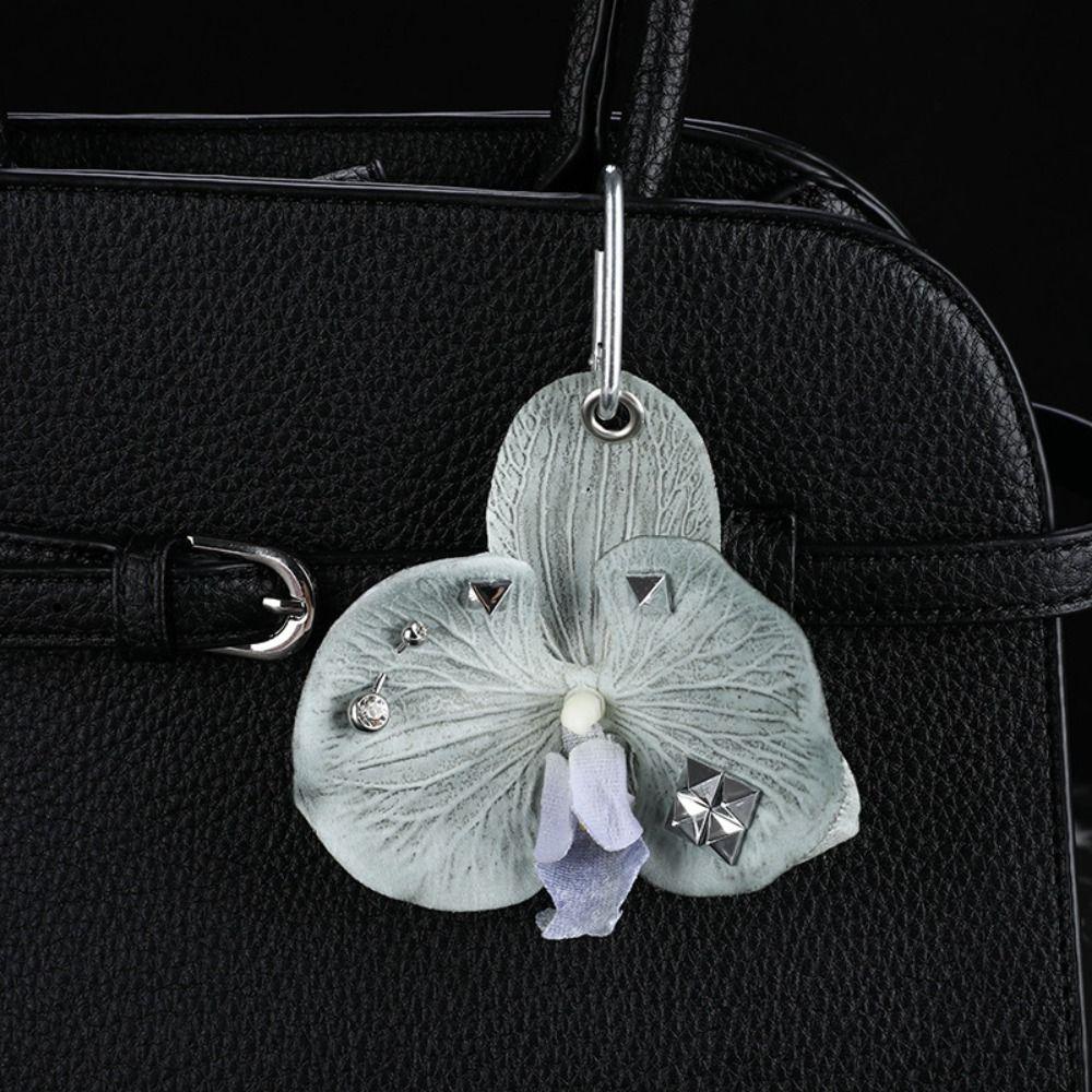 Phone Charms Phalaenopsis Orchid Keychain Leaves Bag Pendant Imitation Flower Pendant Couple
