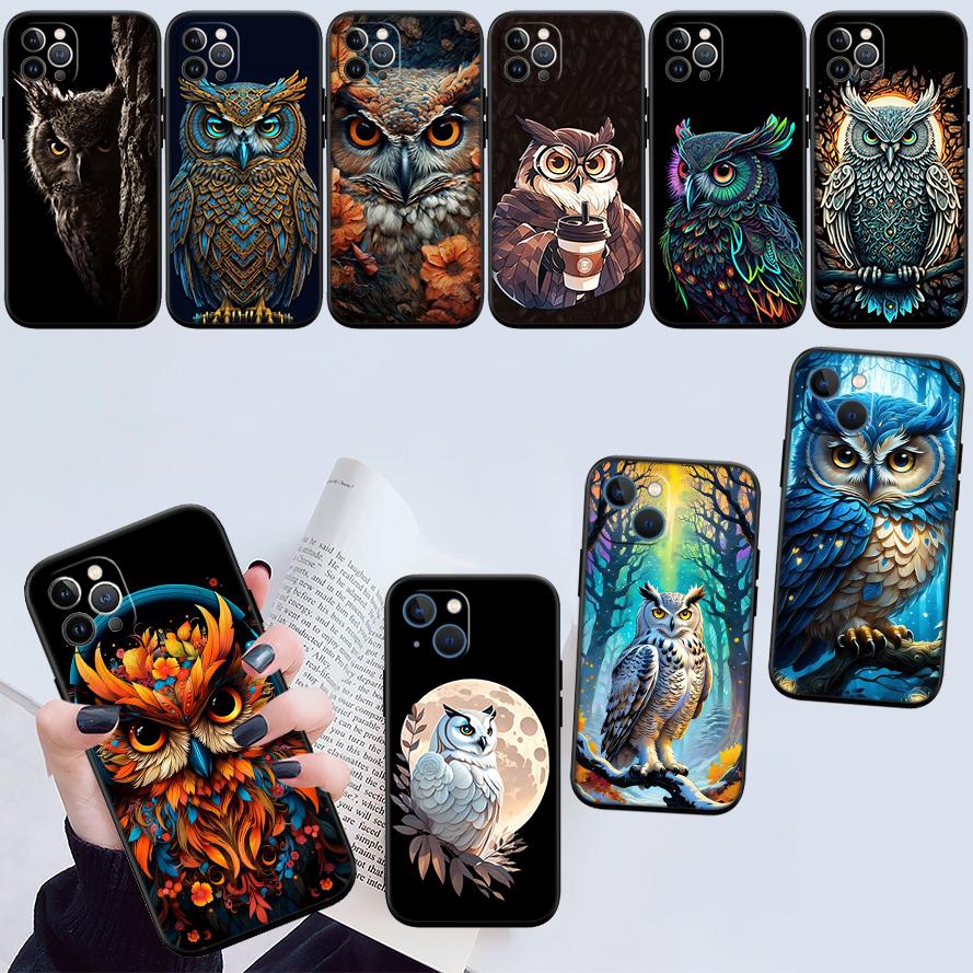RE16 Cartoon Art Owl Shell Phone Case for Samsung Galaxy Note 10 20 S23 S24 S25 Ultra FE Plus Edge Lite A02S A35 A07 A17