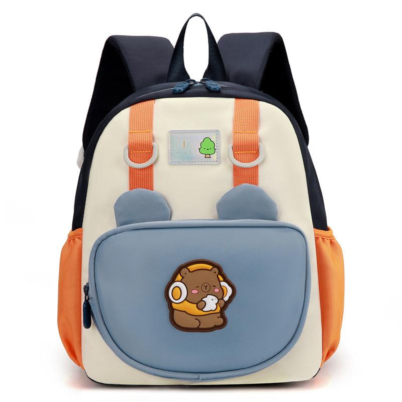 Pattern Capybara Kids Cartoon Backpack With Nylon Material And Color Bright