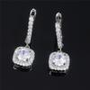 Trendy Square Shape Drop Earrings Brilliant Bridal Engagement Wedding Jewelry Elegant Female Dangle Earring