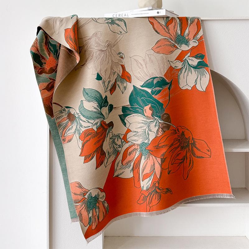 Новый роскошный бренд элегантный дизайн лотоса женский зимний кашемировый шарф толстый теплый платок пашмина мягкий женский шейный платок