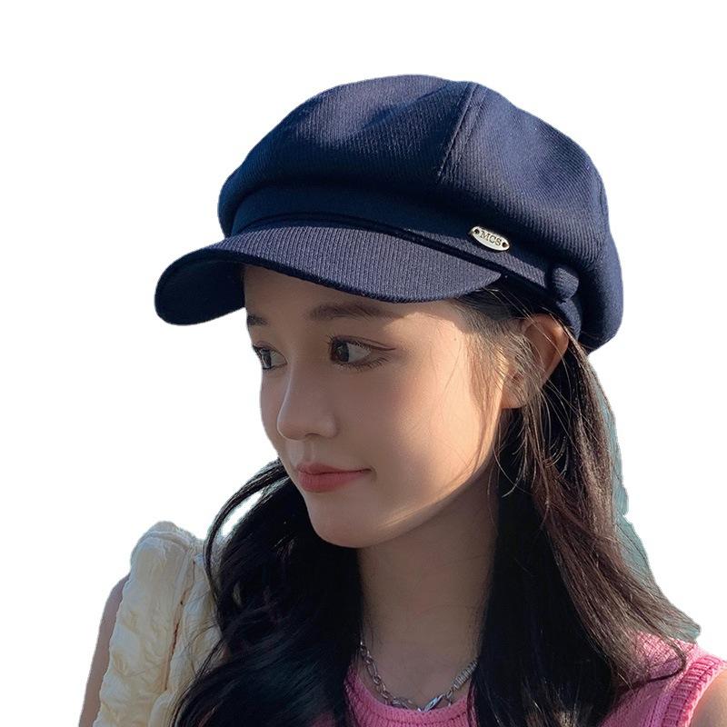 Small octagonal hat female spring summer British retro painter beret versatile cap thin