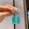 S925 Silver Needle Diamond Droplet Paraiba Earrings Personalized Versatile Emerald Earrings Exaggerated Earrings
