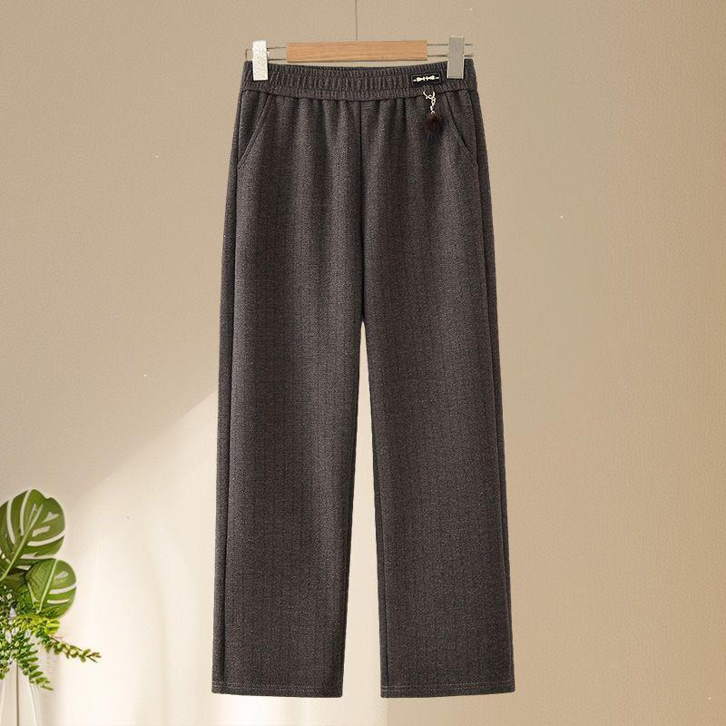 Mom's Spring Casual Elastic Waist Pants - Women's Straight-Leg, Loose Fit for Middle-Aged & Elderly