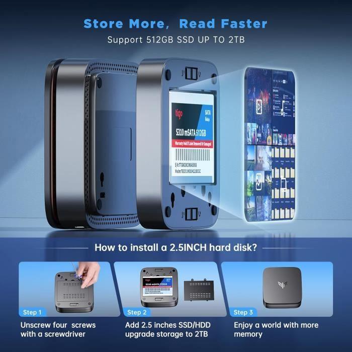 Мини-ПК - NiPoGi - AK1 PLUS - Intel Alder Lake-N100 - 16 ГБ ОЗУ - 512 ГБ SSD