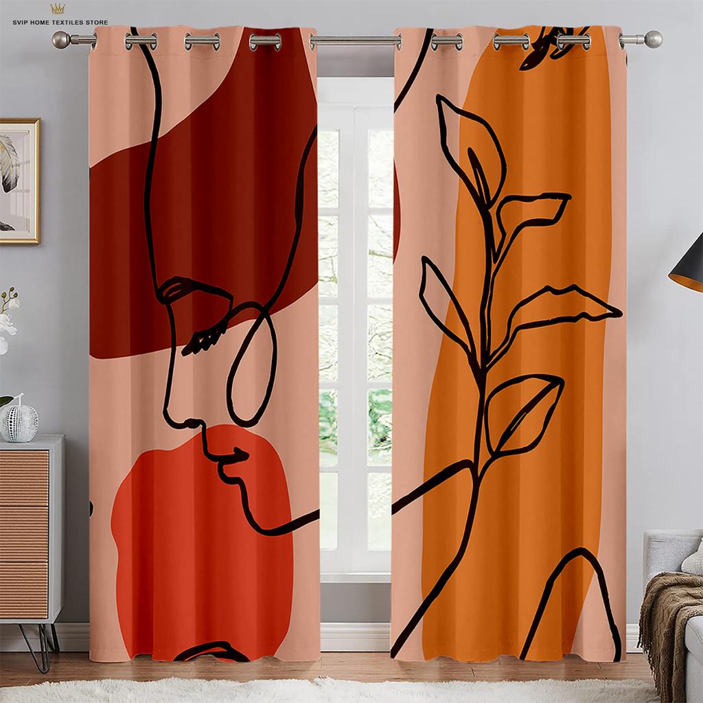 Modern Picture Art Round Texture Curtains, 2 Panels, Minimalist Style, Home, Living Room, Bedroom, Balcony, Kids Room Decor