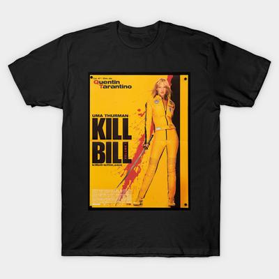 Мужская черная футболка с принтом Kill Bill Винтажное произведение искусства Печать методом термопереноса без вырезания Хлопковая футболка