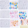 104Pcs Epoxy Resin Jewelry Molds Kit–Geometric & Irregular Shaped Earrings Silicone Molds,100 Earring Hooks for Dangle Drop Earrings&Necklace Pendants