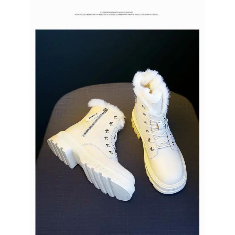 Зимние ботильоны из искусственного меха, женские модные водонепроницаемые зимние ботинки, женские, с липучкой, дешевые, плюшевые, женские, белые