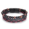 Handmade Braided Leather Tiger Eye Bracelet for Men Natural Volcanic Stone Beads Wristband Simple Stone Jewelry