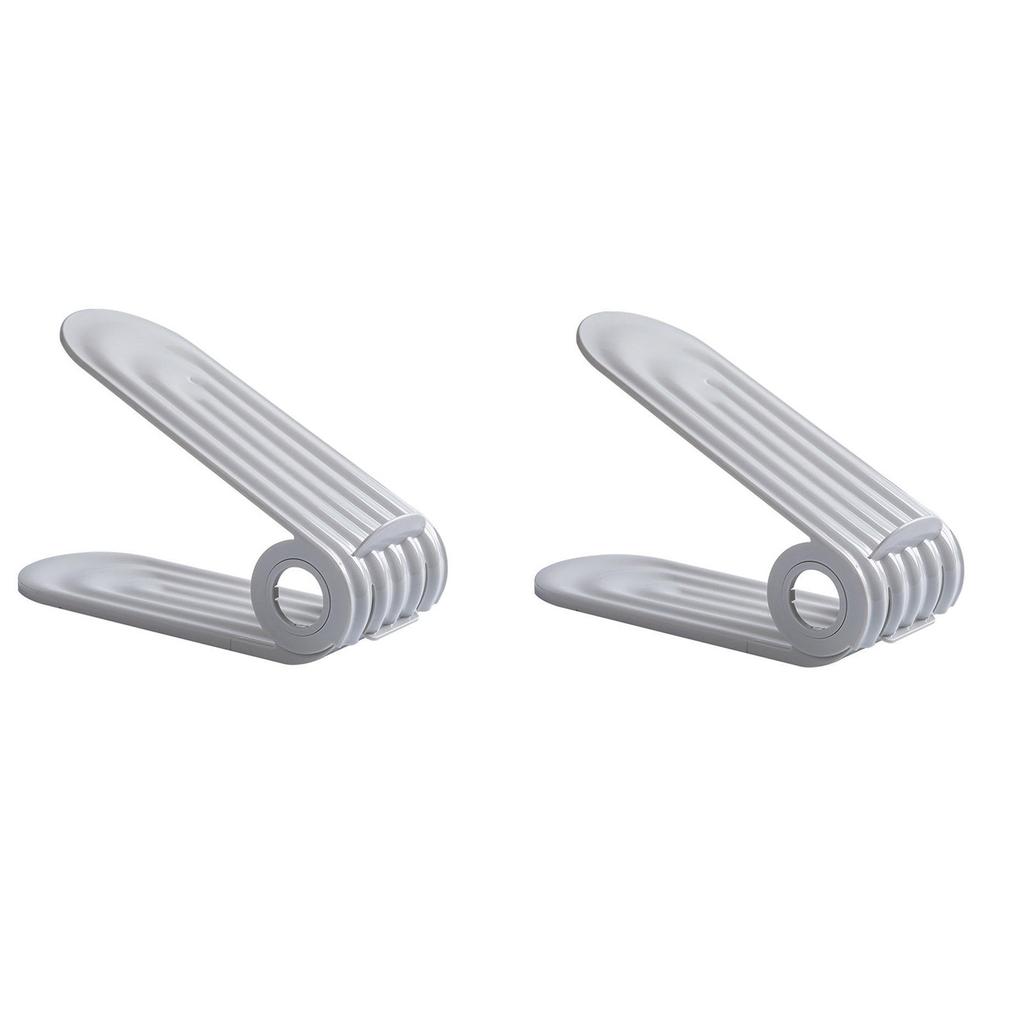 Органайзер с отделениями для обуви, регулируемая двухслойная стопка для обуви, четырехпозиционная конструкция с регулируемой высотой, компактный держатель для хранения обуви