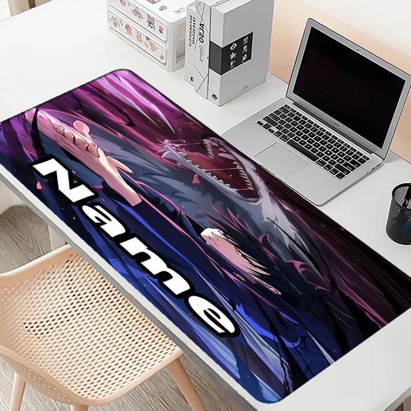 Custom Name Personalized Jujutsu Kaisen Pattern Mousepad, Laptop PC Desk Mat, Decorative Desk Mat for Home Keyboard Pad Gift