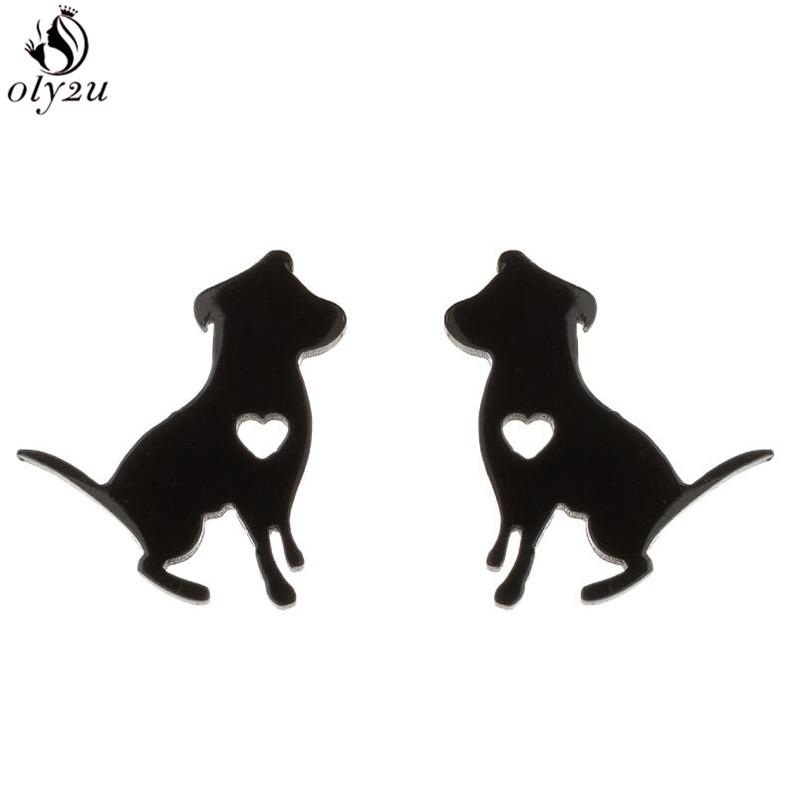 Cute Stainless Steel Heart Dog Earring for Women Cartoon Animal Ear Jewelry Girls Student Lovely Pup Earrings Gifts Accessories