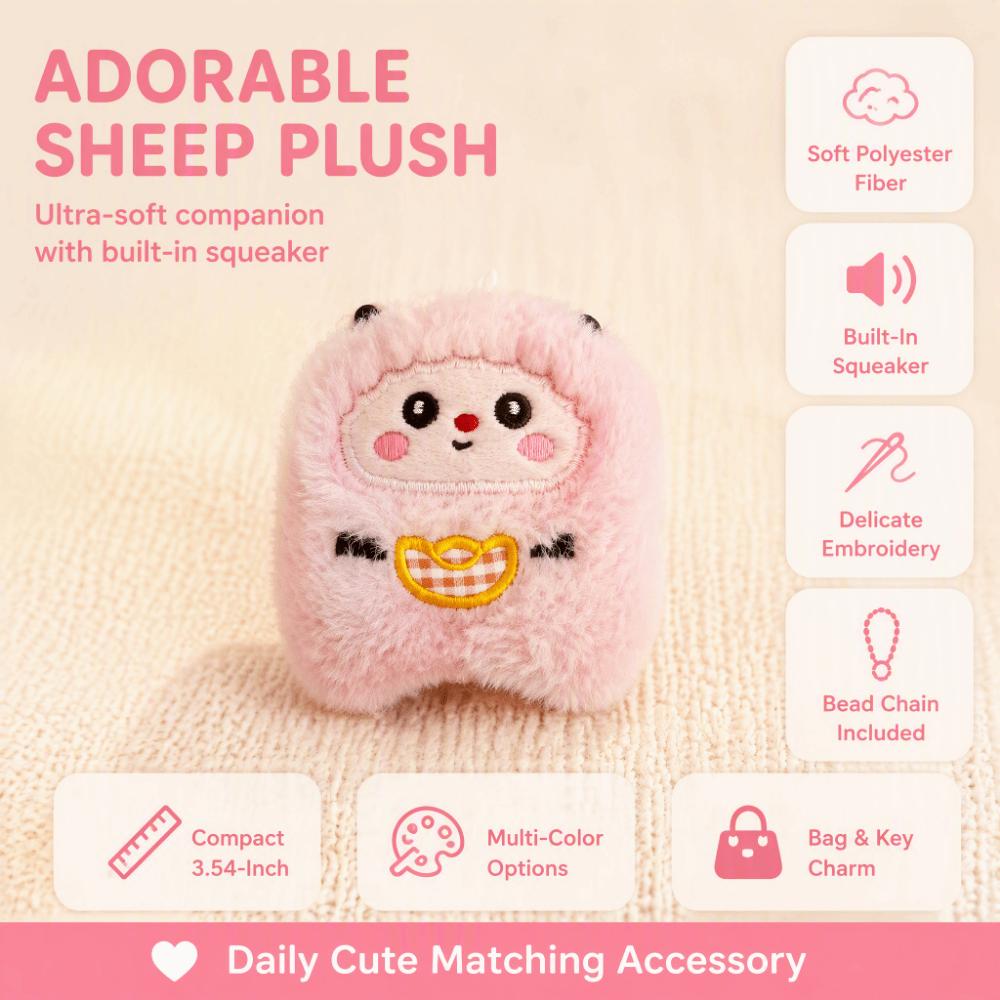 Squeaky Sheep Plush Keychain Soft Plush Squeezing Plush Doll Plush Toy Lamb Keychain New Year Gift