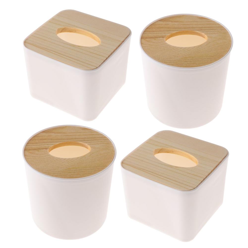 4PCS Cartoon Wood Table Decoration Cover Holder Storage Case Wooden Tissue Box Napkin Paper Boxes