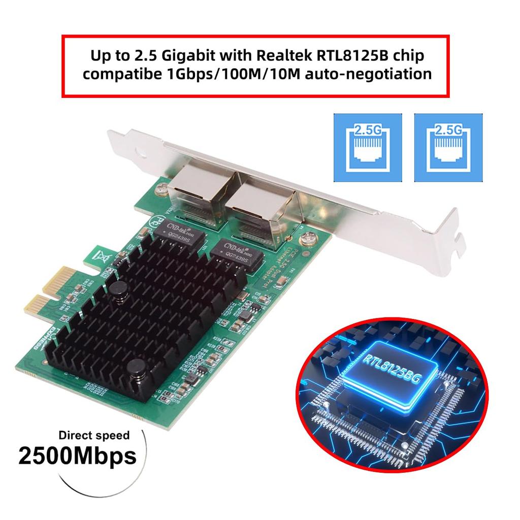 Двухпортовый 2,5 Гбит/с 2500 Мбит/с - PCI-E PCI Express 1x GBE Gigabit 1000 Мбит/с Адаптер сетевой карты LAN Ethernet (для настольных материнских плат)
