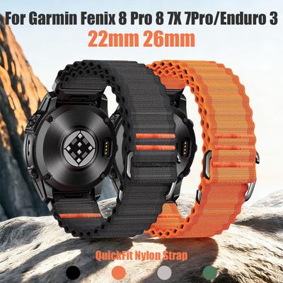 22 мм 26 мм QuickFit Нейлоновый ремешок для часов Для Garmin Fenix 8 Pro 8 FE 7X 7/Instinct 2X/Tactix 8 7/Enduro 3 2 Запасные ремешки для часов