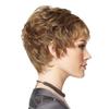Short Wig Women Fluffy Brown Gold Curly Straight Hair Cap Heat Resistant Synthetic Slanted Bangs Exotic