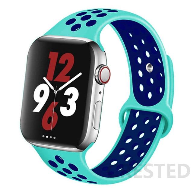 Спортивный силиконовый ремешок для Apple Watch Band 44 мм, 40 мм, 42 мм, 38 мм, 44 мм, дышащий браслет, ремешок для Apple Watch 6 iWatch 5 4 3 se