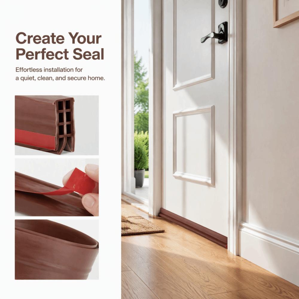2pcs Brown Door Draft Stopper TPE Weather Stripping Seal Durable Door Sealing Strip Exterior Doors