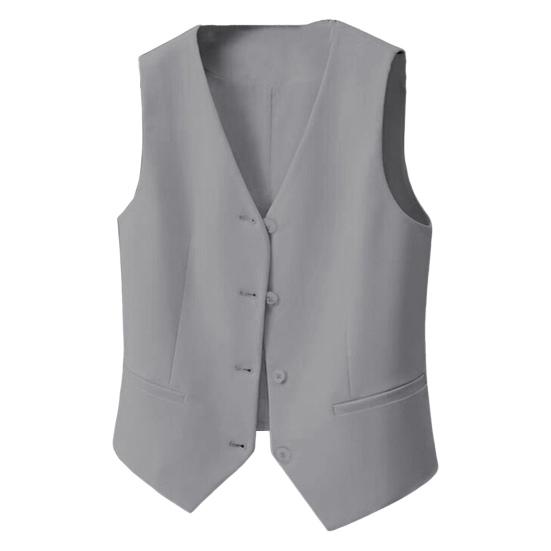 Женский жилет однобортный однотонный без рукавов с V-образным вырезом, облегающий строгий деловой кардиган в стиле ретро для офиса, свадьбы, банкета, жилет