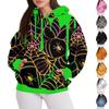 Women's Fashion Casual Pullover Hooded Sweatshirt Halloween Printed Long Sleeve Sweatshirt