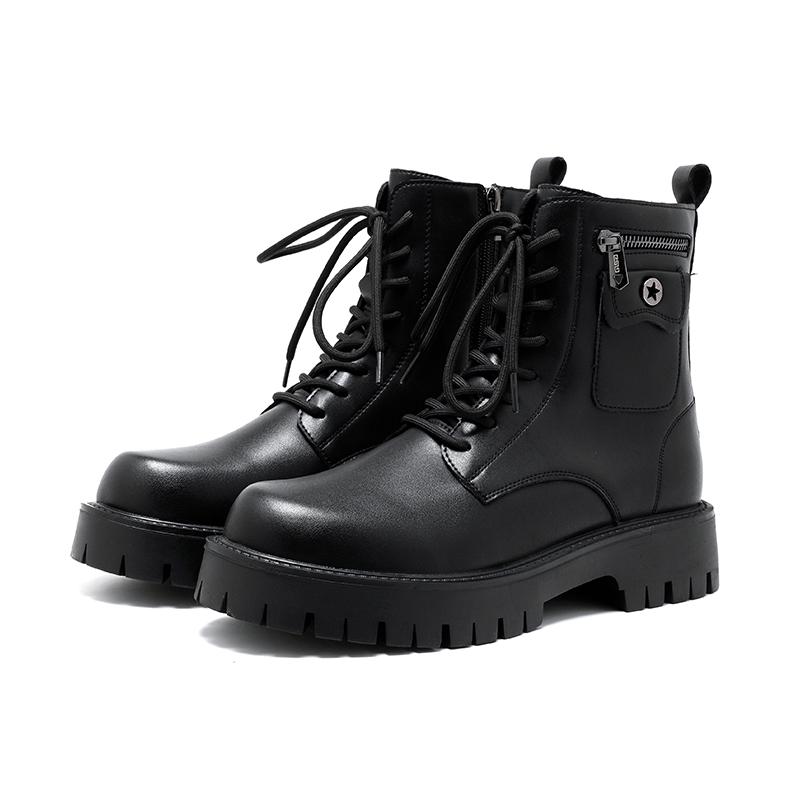 Модные новые мужские повседневные мотоциклетные ботинки на шнуровке, кожаные мужские модные высокие прогулочные ботинки, универсальные нескользящие уличные ботинки