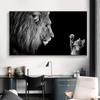 Черно-белый постер с изображением животных Лев и маленькая кошка, холст, картина, настенные художественные картины для гостиной, домашний декор, Cuadros Decorativos