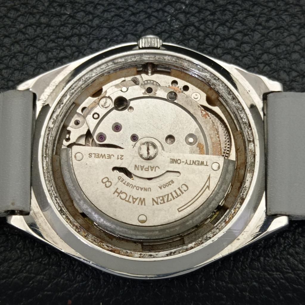 USED CITIZEN AUTOMATIC 8200 JAPAN MENS DATE WHITE COLOR DIAL WATCH A432805-2 R113-a432805