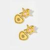 Retro Metal Star Heart Dangle Earrings Elegant Alloy Unisex Jewelry