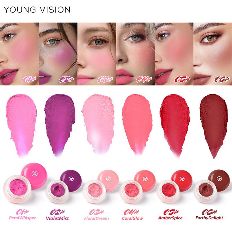 6-color Mousse Blush Nude Natural Delicate Color Long-lasting Matte Velvet Rouge Waterproof Face Beauty