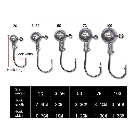 25 шт./кор. 2 г/3,5 г/5 г/7 г/10 г рыболовный крючок прочный металлический неокрашенный зазубренный круглый головной крючок рыболовные принадлежности для пресноводной соленой воды