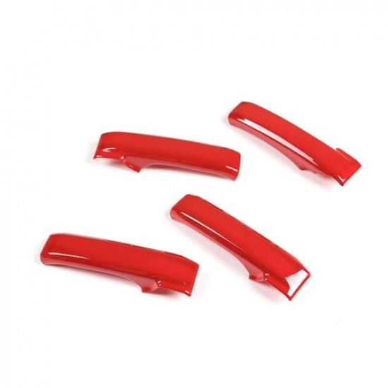 4× Red ABS Interior Door Handle Panel Cover Trim Kit For Toyota Tundra 2007-