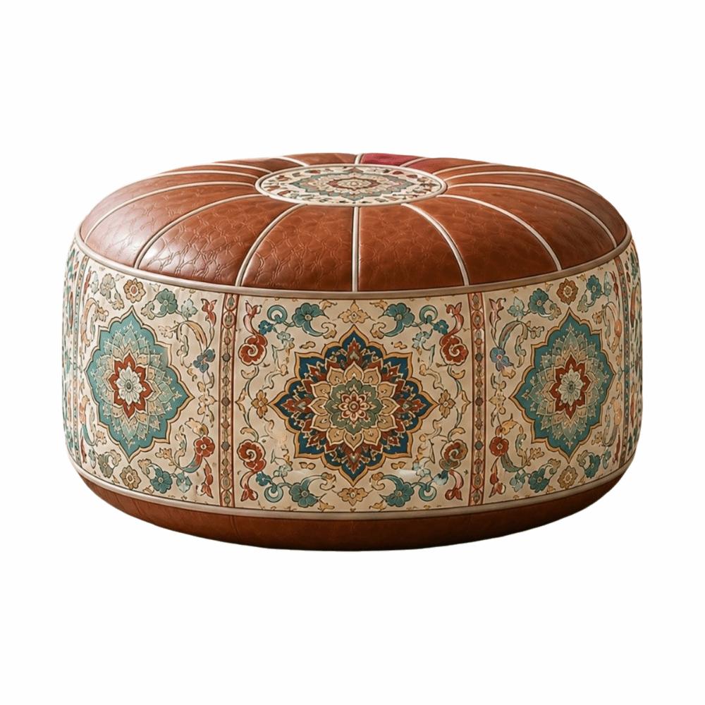 PU Leather Ottoman Pouf Foldable Storage Ottoman New Floor Seat Cushion Multipurpose Storage