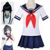 Halloween Party Girl's Navy Blue Sailor Skirt Pantyhose Loli Black Leather Shoes Yandere Simulator Ayano Aishi Cosplay Costume