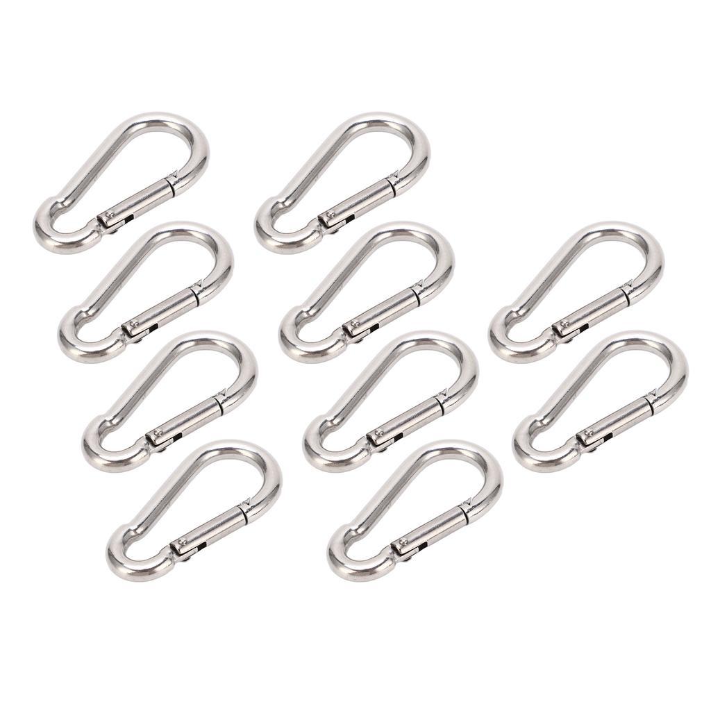 10Pcs Carabiner Clip Spring Snap Hook Heavy Duty Quick Link 304 Stainless Steel for Bird Feeders 4MM