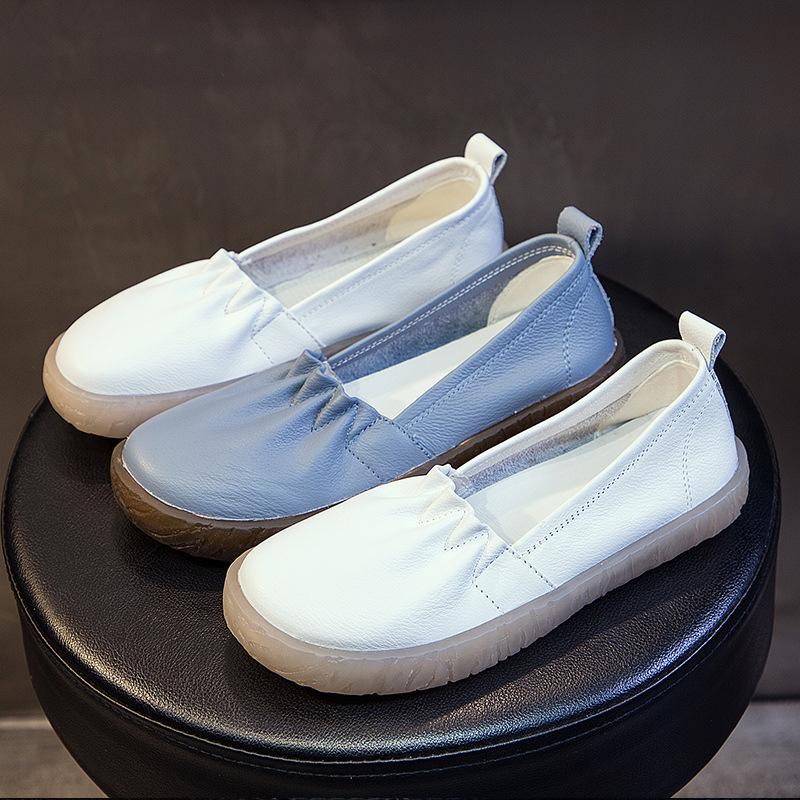 Новая обувь для беременных медсестер, обувь на мягкой подошве из воловьей кожи, лоферы, бабушкины туфли на плоской подошве