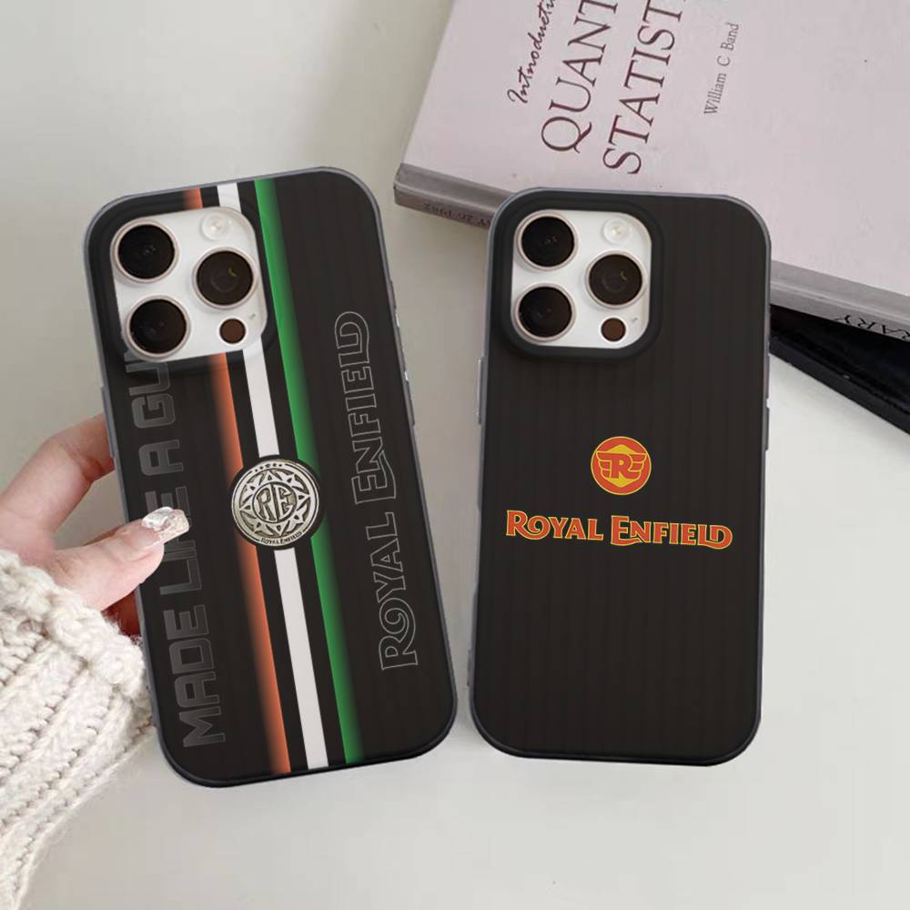 R-ROYALS E-ENFIELDS Логотип Полоска Гофрированный Ударопрочный Чехол Для Телефона Для IPhone 17 16 15 14 13 12 11 Pro Max Plus Pro Чехол