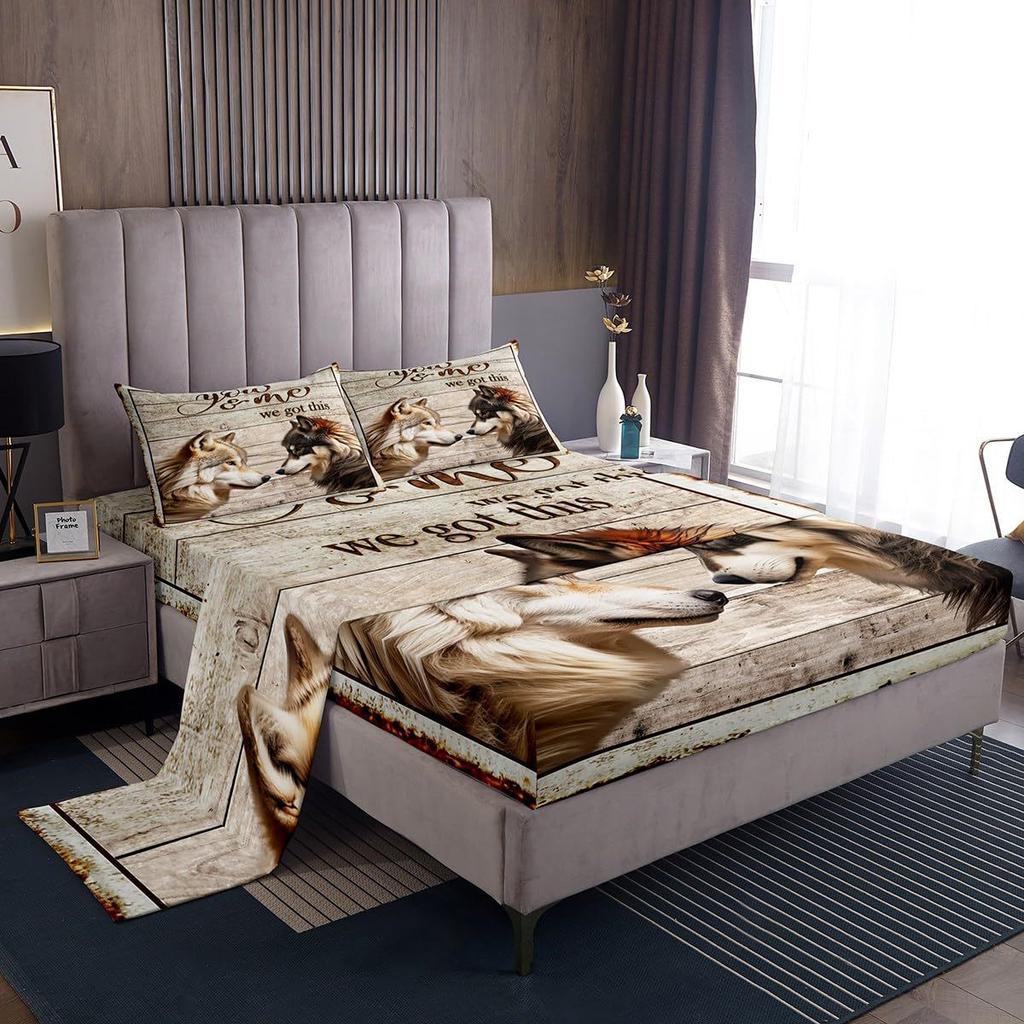 Cute Animal Cartoon Cat Pattern Bed Hat Four-Piece Bedding Set Bedroom Dormitory Bedding Decoration