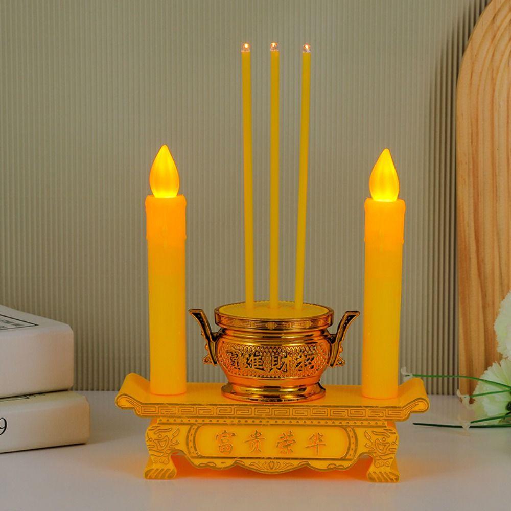 LED Electronic Candle Set Simulation Candlestick Set New Incense Burner Set Decoration