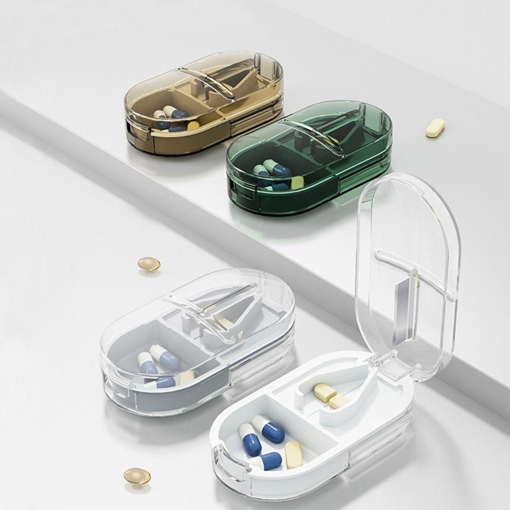 Portable Medicine Splitter Box 2 In 1 Powder Tablet Grinder Travel Medicine Pill Box Pills