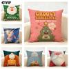 Милая Мультяшная Рождественская Наволочка для Подушки Домашний Декор Льняная Наволочка для Диванной Подушки: Подходит для кожи и дышащий, с невидимой молнией