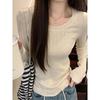 Small K-style Spring New round Neck Pure Color Pullover Minimalist Long Sleeve Knitting Bottoming Shirt Sweater Sweater