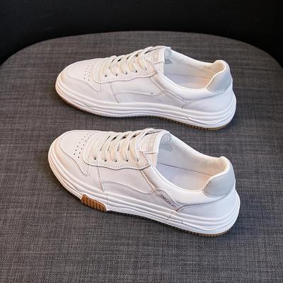 Женская обувь из натуральной кожи белого цвета 2025 года — новый стиль, универсальные, базовые кроссовки на плоской подошве для студентов
