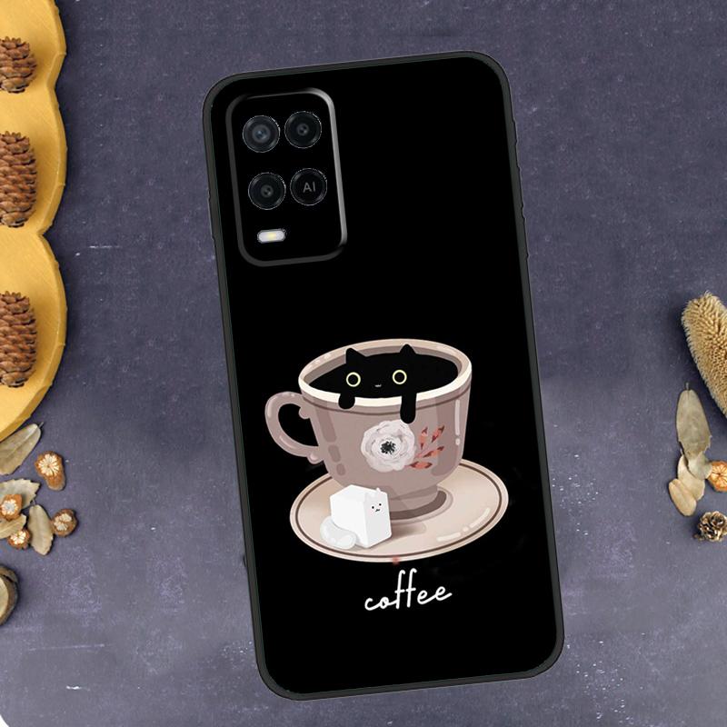 Милый Животный Кот Кофе Чехол для Телефона Для Oppo A94 A74 A54 A15 A18 A38 A58 A78 A98 A40 A60 A80 A16 A76 A96 A57S A17 A77