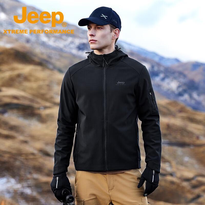 Jeep Men's Waterproof Outdoor Fleece Softshell Jacket