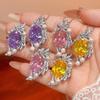 Set Accessories Inlaid Necklace Ring Color Treasure Bird'S Nest Cut Female Premium Sensitive Style