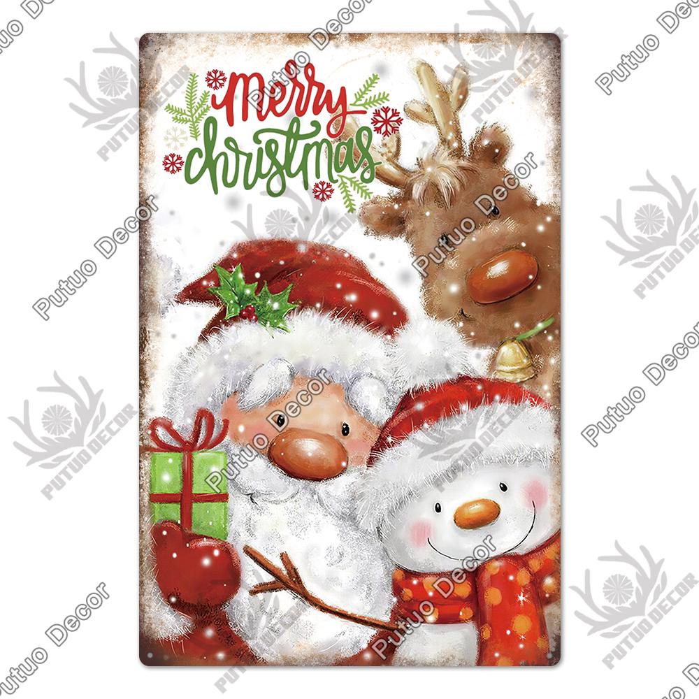 Decor Christmas Vintage Tin Sign Plaque Metal Retro Plate Poster for Club Living Room Kitchen Home Wall Art Decoration