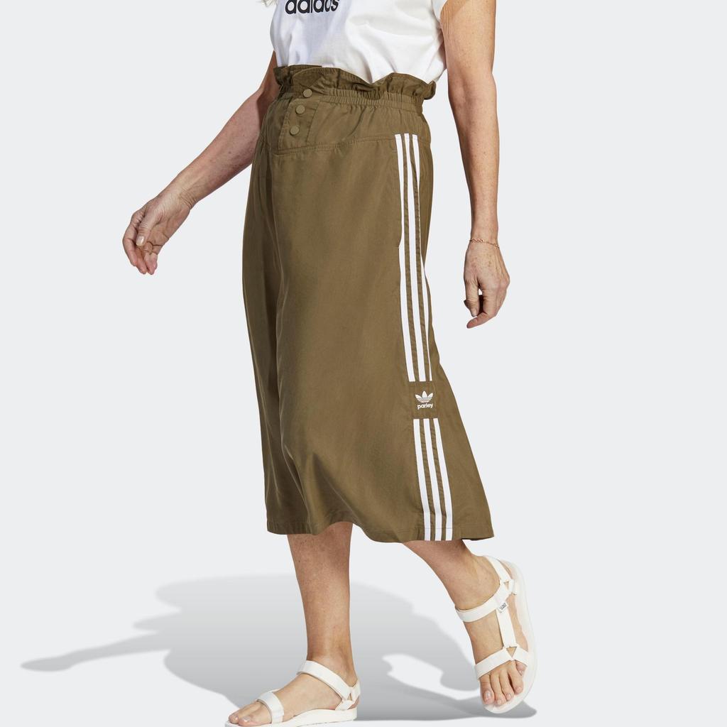 adidas Оригинальная спортивная повседневная юбка средней длины с логотипом бренда Trefoil, женская многослойная оливково-зеленая юбка IC5360